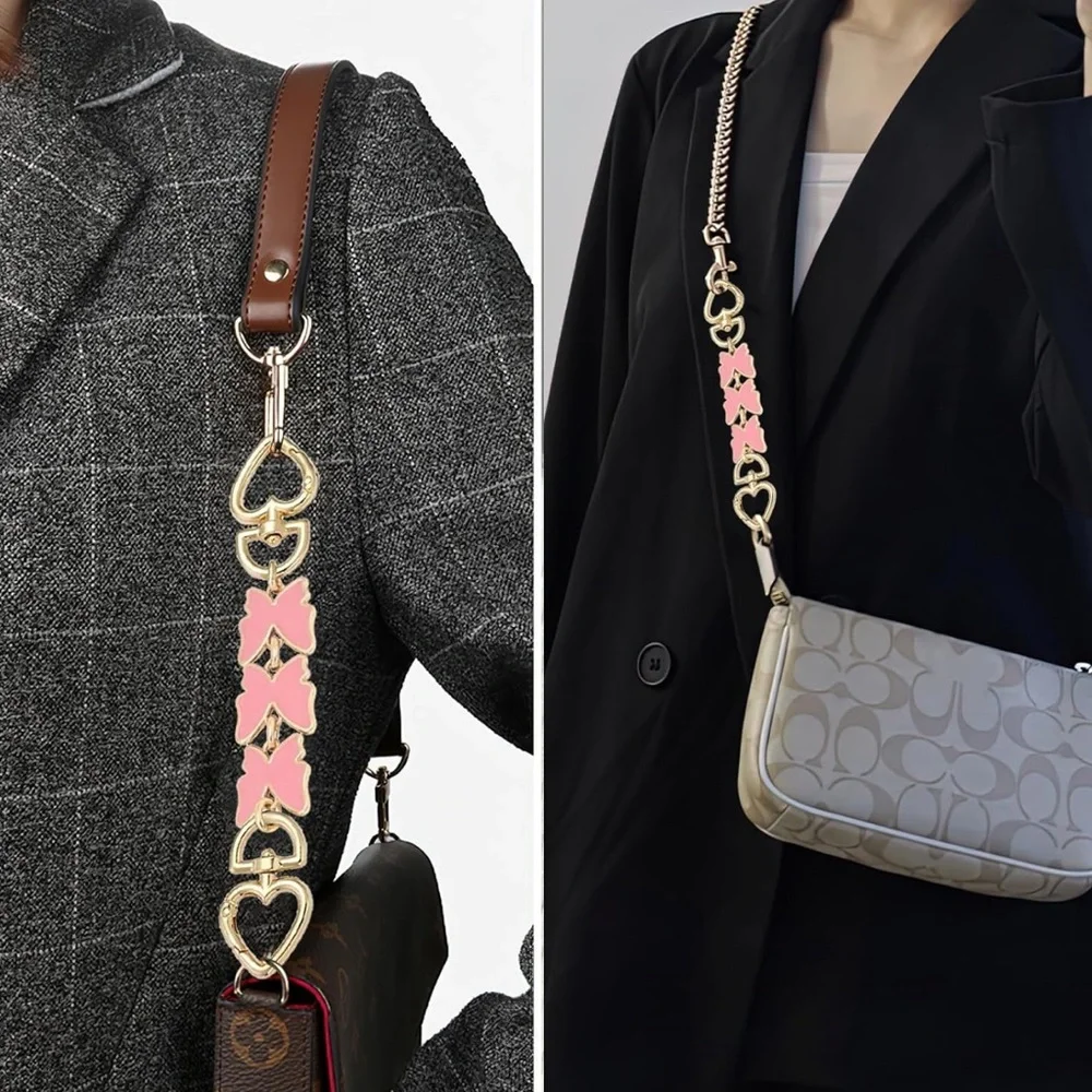 Cute Pink Butterfly Bag Chain, 4.7 Inches  Purse Strap Extender Purse Chain